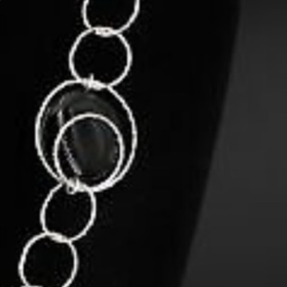 Sterling Silver - Black Agate Graduated Circle Link 24.5" Necklace - 28g - Picture 5 of 5
